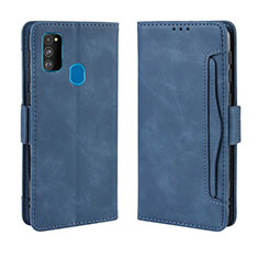 Coque Portefeuille Livre Cuir Etui Clapet BY3 pour Samsung Galaxy M30s Bleu