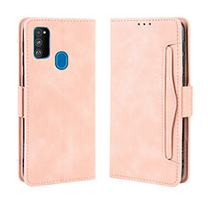 Coque Portefeuille Livre Cuir Etui Clapet BY3 pour Samsung Galaxy M30s Rose