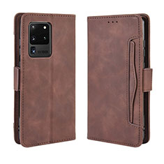 Coque Portefeuille Livre Cuir Etui Clapet BY3 pour Samsung Galaxy S20 Ultra Marron