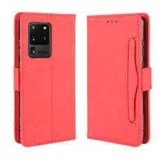 Coque Portefeuille Livre Cuir Etui Clapet BY3 pour Samsung Galaxy S20 Ultra Rouge