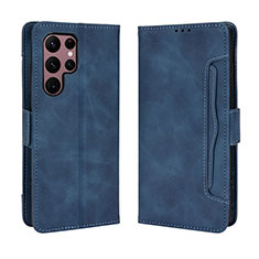 Coque Portefeuille Livre Cuir Etui Clapet BY3 pour Samsung Galaxy S25 Ultra 5G Bleu