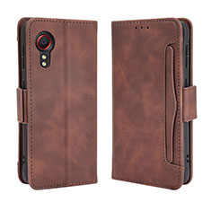 Coque Portefeuille Livre Cuir Etui Clapet BY3 pour Samsung Galaxy XCover 5 SM-G525F Marron