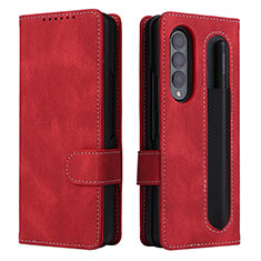 Coque Portefeuille Livre Cuir Etui Clapet BY3 pour Samsung Galaxy Z Fold3 5G Rouge