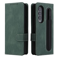 Coque Portefeuille Livre Cuir Etui Clapet BY3 pour Samsung Galaxy Z Fold3 5G Vert