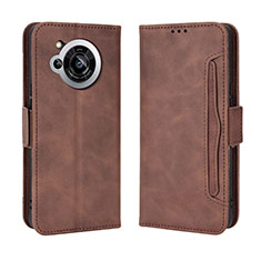 Coque Portefeuille Livre Cuir Etui Clapet BY3 pour Sharp Aquos R7 Marron