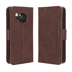 Coque Portefeuille Livre Cuir Etui Clapet BY3 pour Sharp Aquos R8 Marron