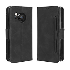 Coque Portefeuille Livre Cuir Etui Clapet BY3 pour Sharp Aquos R8 Noir