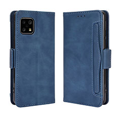 Coque Portefeuille Livre Cuir Etui Clapet BY3 pour Sharp Aquos Sense4 Basic Bleu