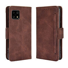 Coque Portefeuille Livre Cuir Etui Clapet BY3 pour Sharp Aquos Sense4 Lite Marron