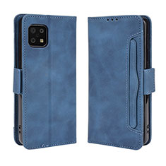 Coque Portefeuille Livre Cuir Etui Clapet BY3 pour Sharp Aquos Sense6 Bleu