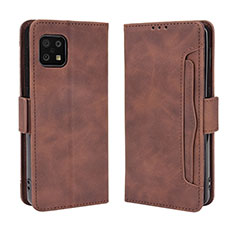 Coque Portefeuille Livre Cuir Etui Clapet BY3 pour Sharp Aquos Sense6 Marron