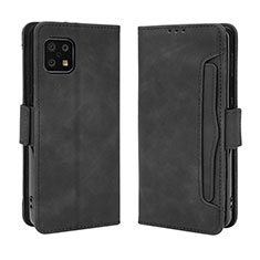 Coque Portefeuille Livre Cuir Etui Clapet BY3 pour Sharp Aquos Sense6 Noir