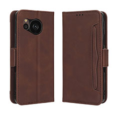 Coque Portefeuille Livre Cuir Etui Clapet BY3 pour Sharp Aquos Sense7 Marron