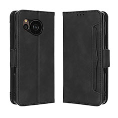 Coque Portefeuille Livre Cuir Etui Clapet BY3 pour Sharp Aquos Sense7 Noir