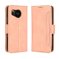 Coque Portefeuille Livre Cuir Etui Clapet BY3 pour Sharp Aquos Sense7 Plus Rose