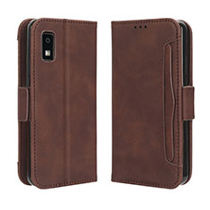 Coque Portefeuille Livre Cuir Etui Clapet BY3 pour Sharp Aquos wish3 Marron