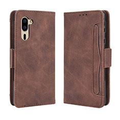 Coque Portefeuille Livre Cuir Etui Clapet BY3 pour Sharp Simple Sumaho 5 Marron