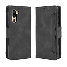 Coque Portefeuille Livre Cuir Etui Clapet BY3 pour Sharp Simple Sumaho 5 Noir