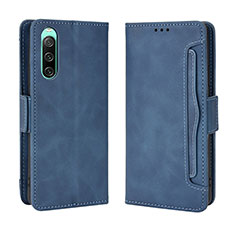 Coque Portefeuille Livre Cuir Etui Clapet BY3 pour Sony Xperia 10 IV SO-52C Bleu