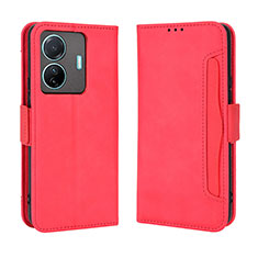 Coque Portefeuille Livre Cuir Etui Clapet BY3 pour Vivo iQOO Z6 Pro 5G Rouge