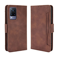 Coque Portefeuille Livre Cuir Etui Clapet BY3 pour Vivo V21 5G Marron