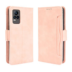 Coque Portefeuille Livre Cuir Etui Clapet BY3 pour Vivo V21e 4G Rose