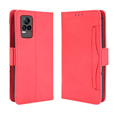 Coque Portefeuille Livre Cuir Etui Clapet BY3 pour Vivo V21e 4G Rouge