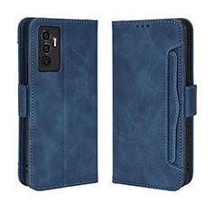 Coque Portefeuille Livre Cuir Etui Clapet BY3 pour Vivo V23e Bleu