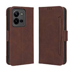 Coque Portefeuille Livre Cuir Etui Clapet BY3 pour Vivo V25 5G Marron