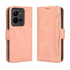 Coque Portefeuille Livre Cuir Etui Clapet BY3 pour Vivo V25e Rose