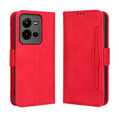 Coque Portefeuille Livre Cuir Etui Clapet BY3 pour Vivo V25e Rouge