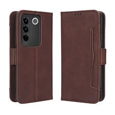 Coque Portefeuille Livre Cuir Etui Clapet BY3 pour Vivo V27 5G Marron