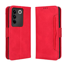 Coque Portefeuille Livre Cuir Etui Clapet BY3 pour Vivo V27 5G Rouge