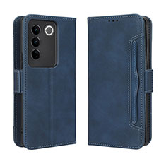 Coque Portefeuille Livre Cuir Etui Clapet BY3 pour Vivo V27 Pro 5G Bleu