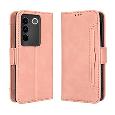 Coque Portefeuille Livre Cuir Etui Clapet BY3 pour Vivo V27 Pro 5G Rose