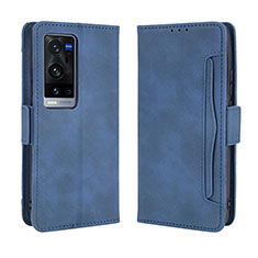 Coque Portefeuille Livre Cuir Etui Clapet BY3 pour Vivo X60 Pro+ Plus 5G Bleu