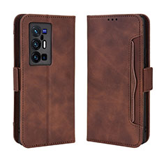 Coque Portefeuille Livre Cuir Etui Clapet BY3 pour Vivo X70 Pro+ Plus 5G Marron