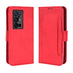 Coque Portefeuille Livre Cuir Etui Clapet BY3 pour Vivo X70 Pro+ Plus 5G Rouge