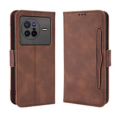 Coque Portefeuille Livre Cuir Etui Clapet BY3 pour Vivo X80 5G Marron