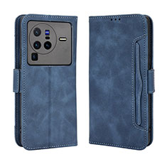 Coque Portefeuille Livre Cuir Etui Clapet BY3 pour Vivo X80 Pro 5G Bleu