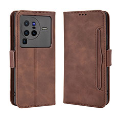 Coque Portefeuille Livre Cuir Etui Clapet BY3 pour Vivo X80 Pro 5G Marron