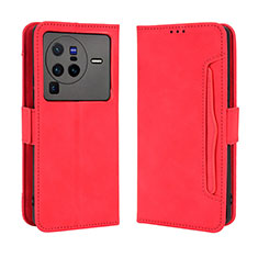 Coque Portefeuille Livre Cuir Etui Clapet BY3 pour Vivo X80 Pro 5G Rouge