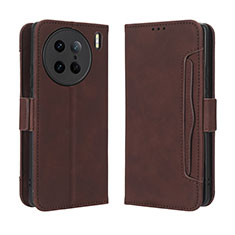 Coque Portefeuille Livre Cuir Etui Clapet BY3 pour Vivo X90 Pro 5G Marron