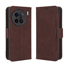 Coque Portefeuille Livre Cuir Etui Clapet BY3 pour Vivo X90 Pro+ Plus 5G Marron