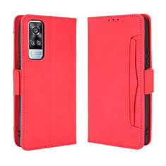 Coque Portefeuille Livre Cuir Etui Clapet BY3 pour Vivo Y51 (2021) Rouge