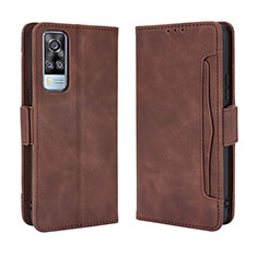 Coque Portefeuille Livre Cuir Etui Clapet BY3 pour Vivo Y53s 4G Marron