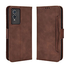 Coque Portefeuille Livre Cuir Etui Clapet BY3 pour Vivo Y74s 5G Marron