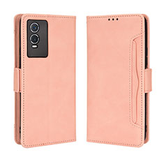 Coque Portefeuille Livre Cuir Etui Clapet BY3 pour Vivo Y74s 5G Rose