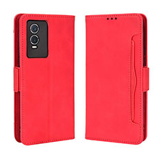 Coque Portefeuille Livre Cuir Etui Clapet BY3 pour Vivo Y74s 5G Rouge