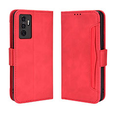 Coque Portefeuille Livre Cuir Etui Clapet BY3 pour Vivo Y75 4G Rouge